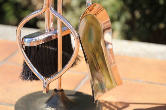 Восхитительный огромный медный каминный набор