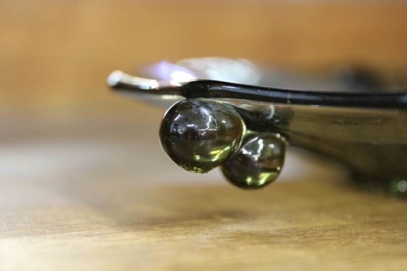 Винтажная ваза-тарель в стиле Арт-Деко из цветного стекла