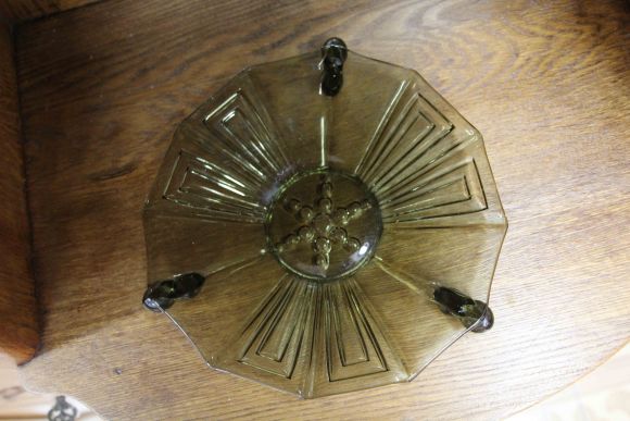 Винтажная ваза-тарель в стиле Арт-Деко из цветного стекла