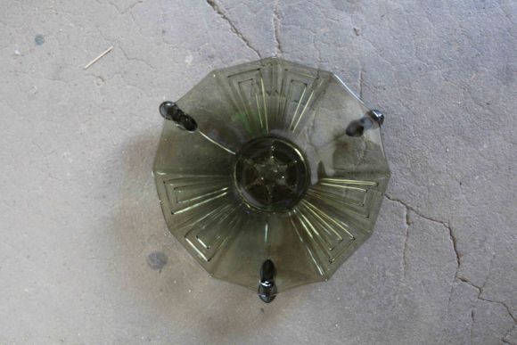 Винтажная ваза-тарель в стиле Арт-Деко из цветного стекла