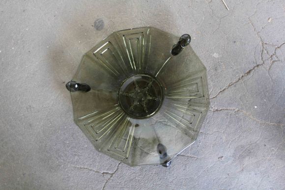 Винтажная ваза-тарель в стиле Арт-Деко из цветного стекла