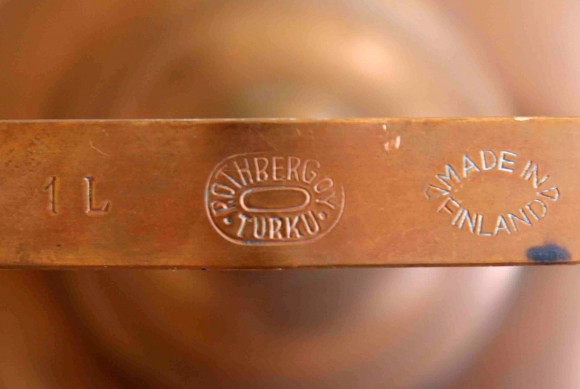 Финский чайник из меди. Объем 1 литр. Фирма TURKU POTHBERCOY