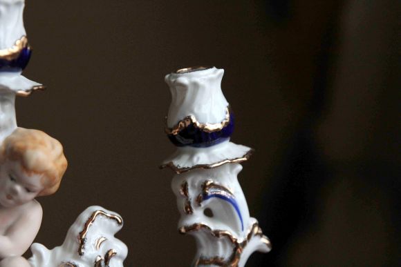 Сказочный фарфоровый подсвечник Путти