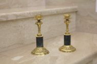 Пара изящных подсвечников из латуни и мрамора