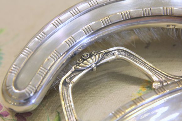 Антикварный набор для  уборки крошек со стола