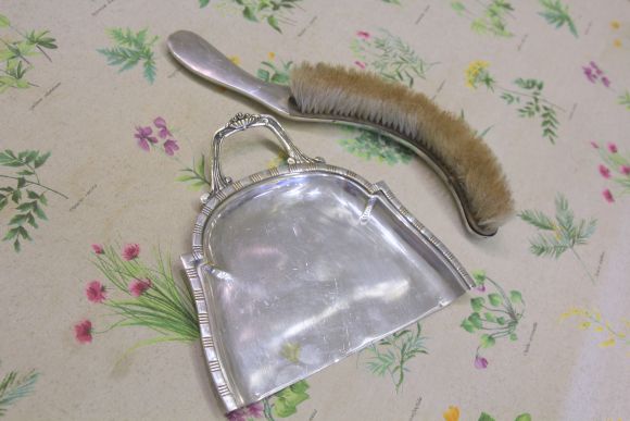 Антикварный набор для  уборки крошек со стола