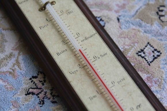 Антикварный,настенный термометр с ракушкой. Франция. Начало 20 века