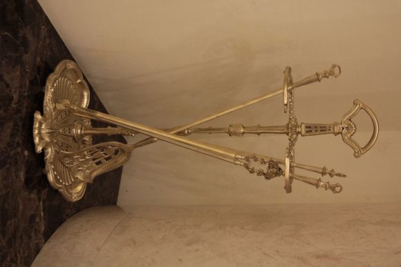 Большой латунный каминный набор