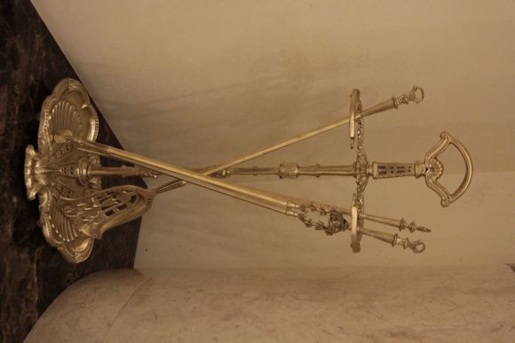 Большой латунный каминный набор