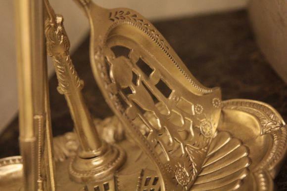 Большой латунный каминный набор