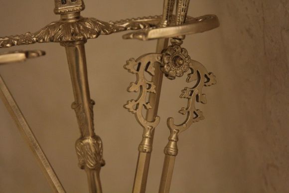 Большой латунный каминный набор