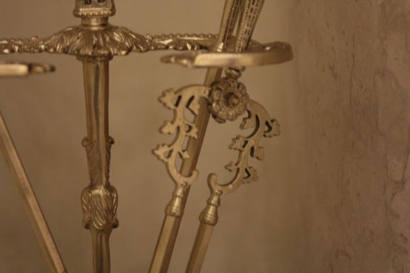 Большой латунный каминный набор