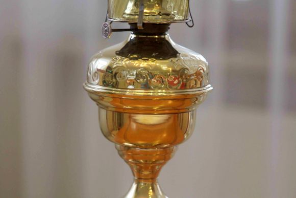 Роскошная антикварная керосиновая лампа. Европа. Начало 20 века