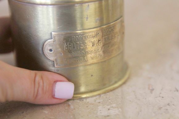 Антикварная латунная паяльная лампа с клеймом.