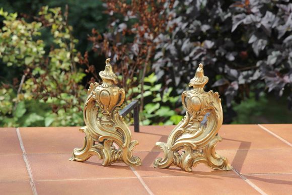 Красивые латунные таганы для камина. Европа. Конец 19 века