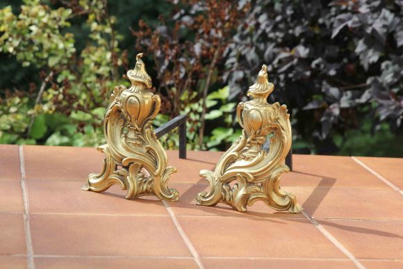 Красивые латунные таганы для камина. Европа. Конец 19 века