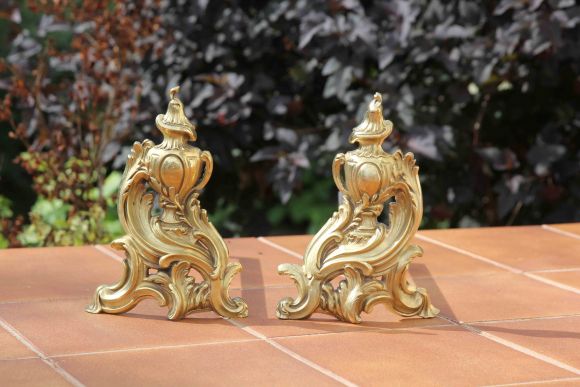 Красивые латунные таганы для камина. Европа. Конец 19 века