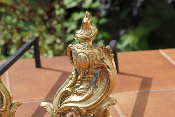 Красивые латунные таганы для камина. Европа. Конец 19 века