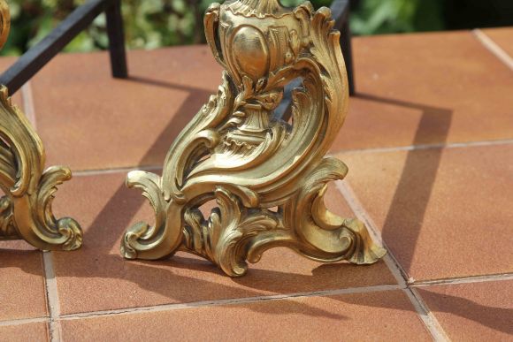 Красивые латунные таганы для камина. Европа. Конец 19 века