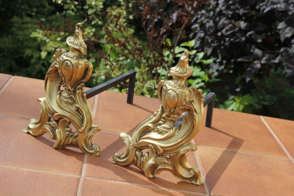 Красивые латунные таганы для камина. Европа. Конец 19 века