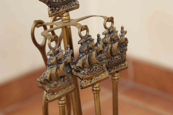 Латунный каминный набор морской тематики