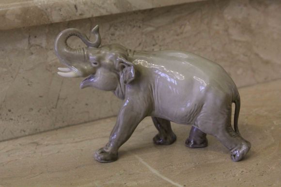Антикварный, фарфоровый слон ЛФЗ (Ленинград). 50 гг