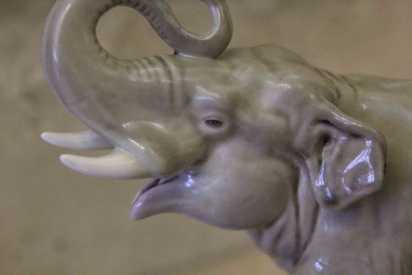 Антикварный, фарфоровый слон ЛФЗ (Ленинград). 50 гг