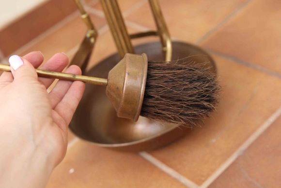 Красивый антикварный каминный набор. Медь в Патине