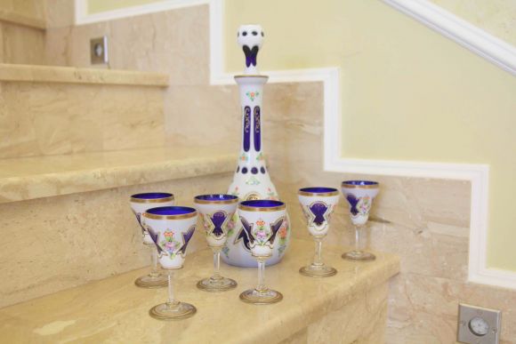 Набор Bohemian Czech Moser, cинего и белого стекла