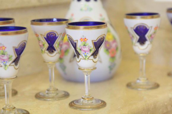 Набор Bohemian Czech Moser, cинего и белого стекла