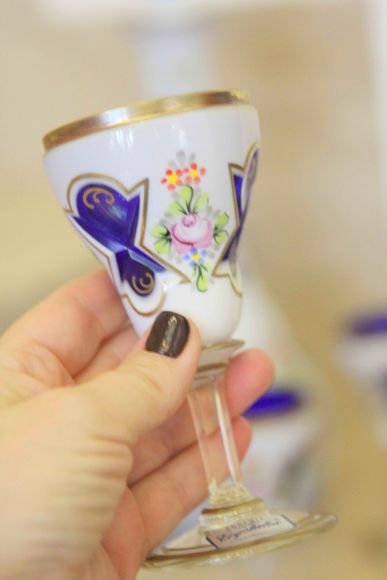 Набор Bohemian Czech Moser, cинего и белого стекла