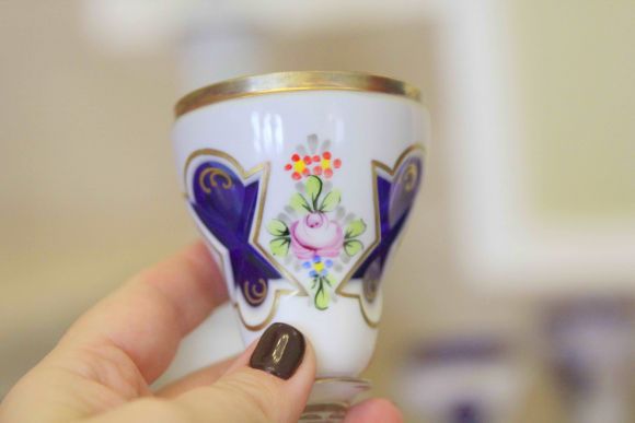 Набор Bohemian Czech Moser, cинего и белого стекла