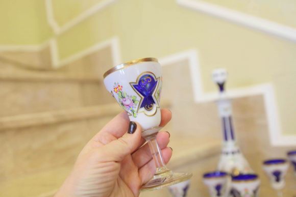 Набор Bohemian Czech Moser, cинего и белого стекла