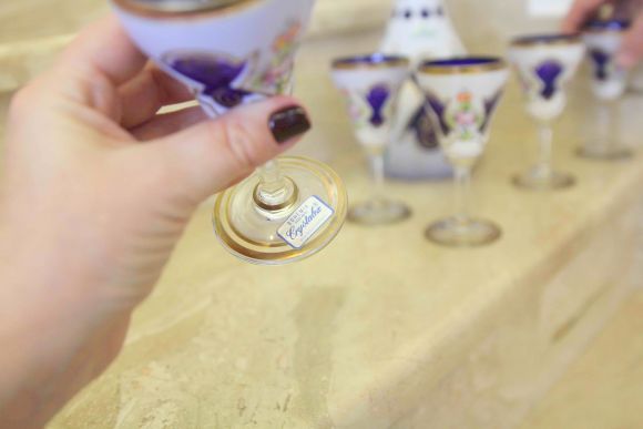 Набор Bohemian Czech Moser, cинего и белого стекла