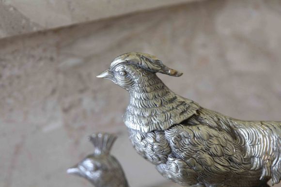 Посеребренная пара королевских фазанов.Европа. Начало 20 века