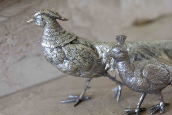 Посеребренная пара королевских фазанов.Европа. Начало 20 века