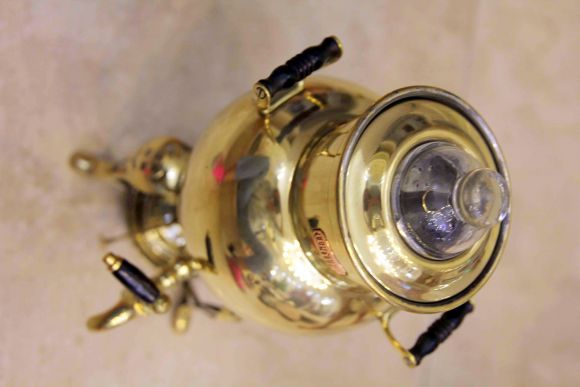 Самовар - бульотка из латуни. 1911 года. Клейма. Полировка