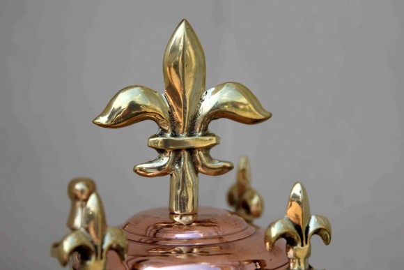 Шикарный каминный набор из меди с латунными вставками