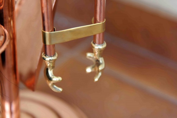 Шикарный каминный набор из меди с латунными вставками