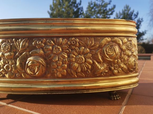 Роскошное латунное старинное кашпо Розы.Начало 20 века
