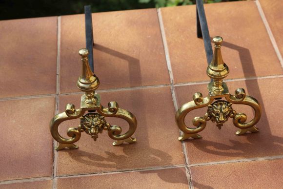 Изящные антикварные таганы - старинная подставка под дрова в камин. Франция. 19 век.