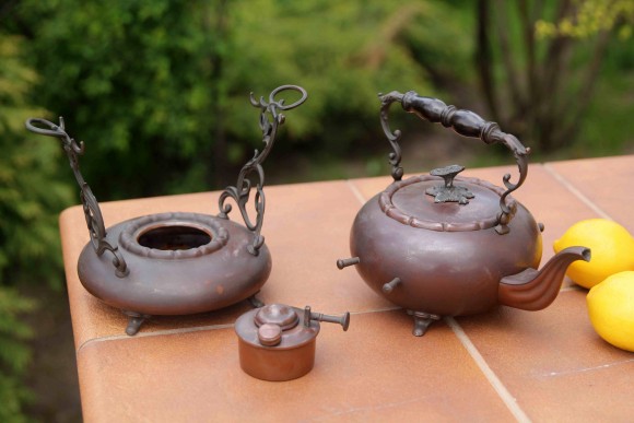 Медная старинная бульотка. Патина. Рабочее состояние