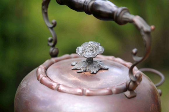 Медная старинная бульотка. Патина. Рабочее состояние