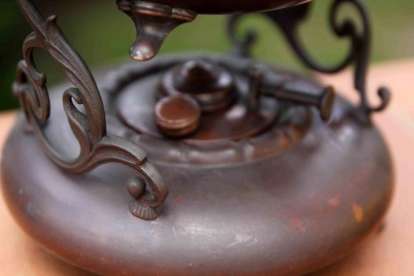 Медная старинная бульотка. Патина. Рабочее состояние