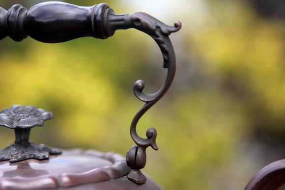 Медная старинная бульотка. Патина. Рабочее состояние