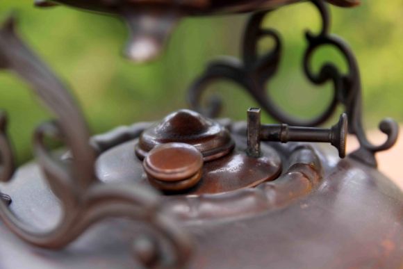 Медная старинная бульотка. Патина. Рабочее состояние