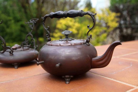 Медная старинная бульотка. Патина. Рабочее состояние