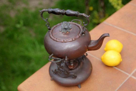 Медная старинная бульотка. Патина. Рабочее состояние