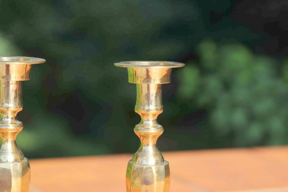 Тяжелые парные антикварные подсвечники