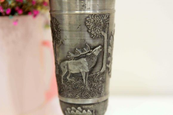 Винтажный кубок-бокал для пива из олова "Охота". Германия